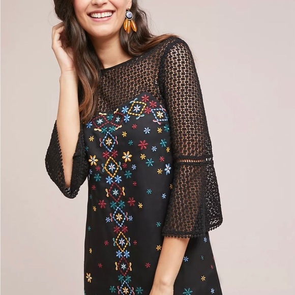 Anthropologie Akemi + Kim Maud Embroidered Shift Dress - Picture 1 of 7